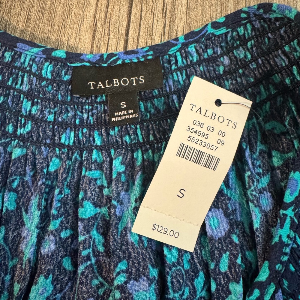 Talbots Blue Patterned Midi Dress - Picture 4 of 6